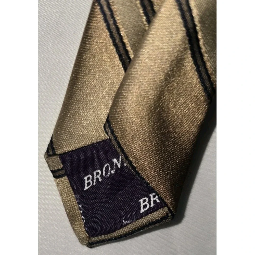 Vintage Bronzini Tie Brown with Diagonal Stripes with‎ Unicorn Emblem 57